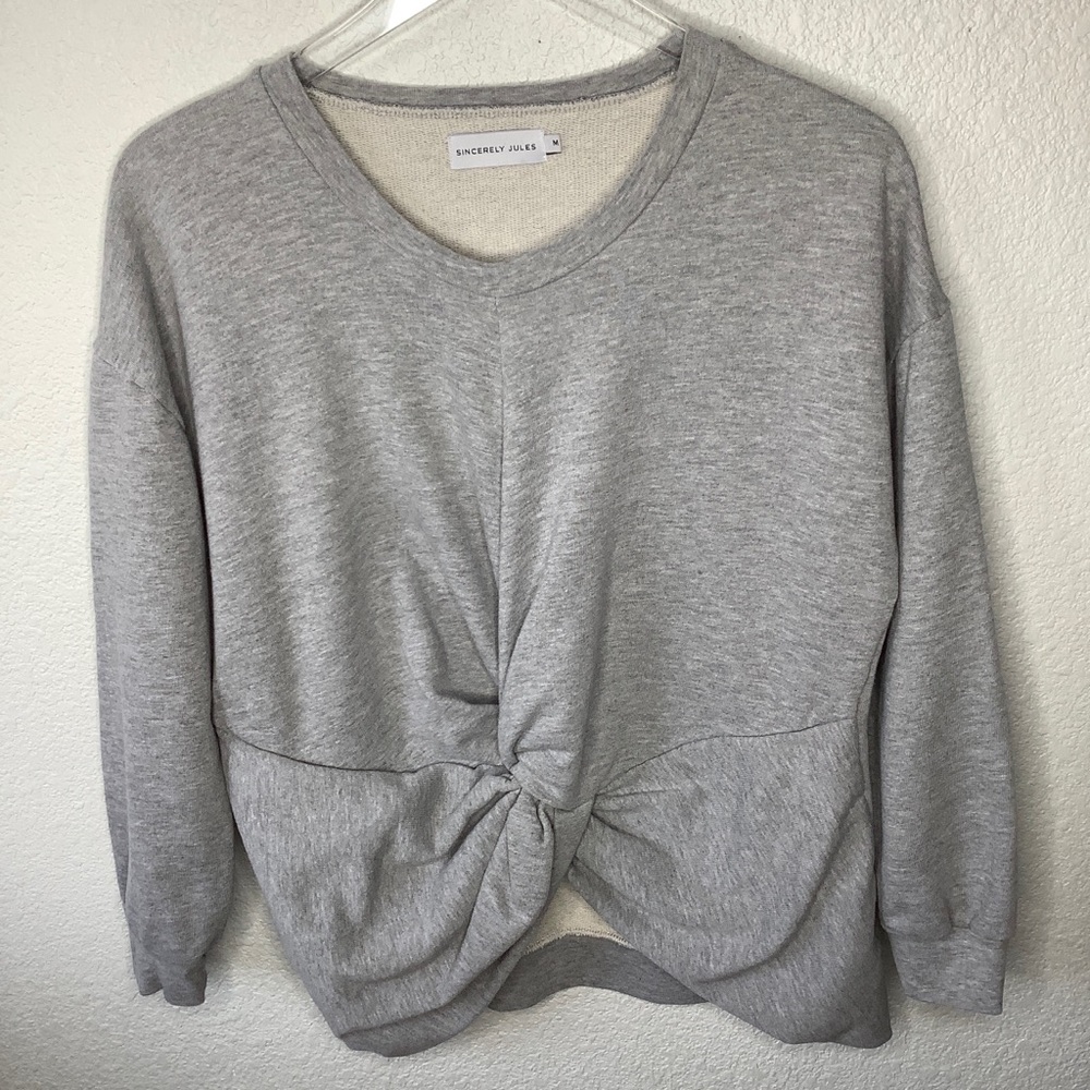 SINCERELY JULES Grey Twisted Knot Sweatshirt Sz M